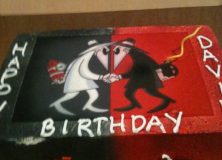Taylor had a cake made for David Mayfield's Birthday