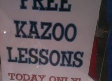 Bass Musician Mag snapped this pic - Free Kazoo lessons. Hmm.