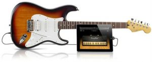 Squier Stratocaster Guitar with iPad