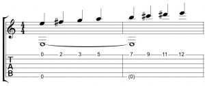 E Melodic Minor one string